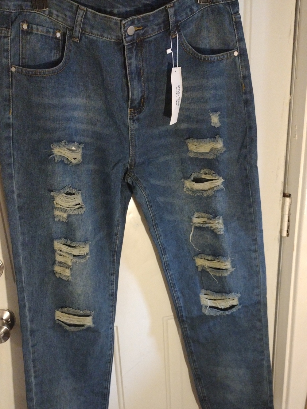 Distressed Blue Women’s Jeans - Classic Ripped Denim